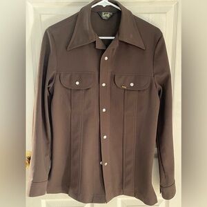 Vintage Lee Brown Pearl Snap Button Shirt Men’s S USA Made In The 70s